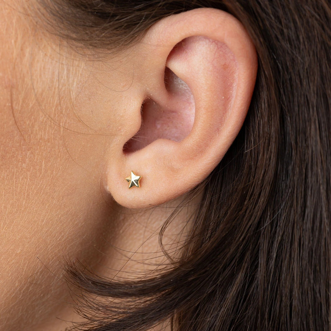 Gold Plated Faceted Star Stud Earrings SEGFSS