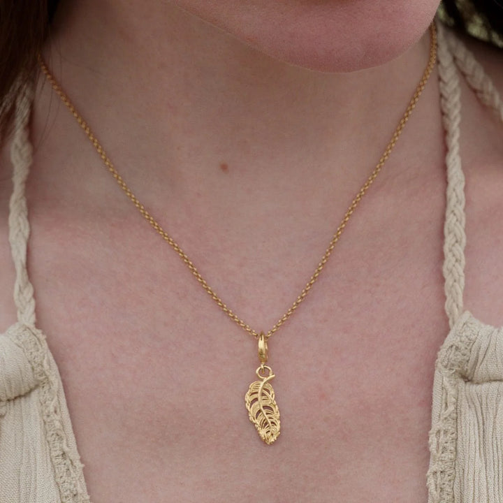 Gold Plated Feather Necklace CNGFS-1