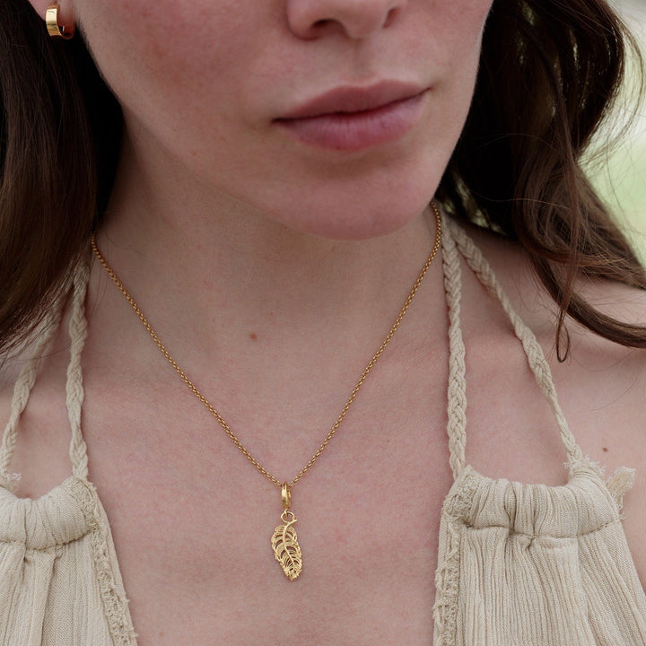 Gold Plated Feather Necklace CNGFS-1
