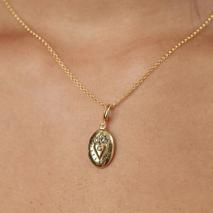 Gold Plated Flaming Heart Locket Necklace CNGFLH-1