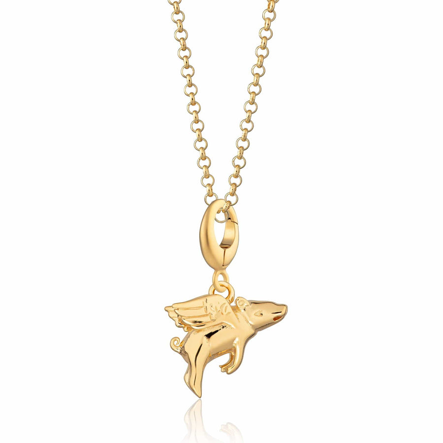 Gold Plated Flying Pig Necklace CNGFP-1