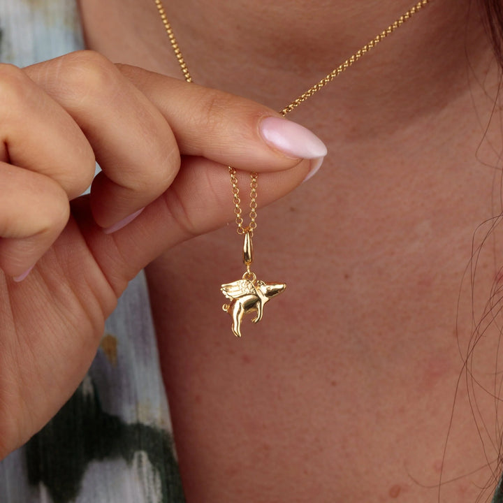 Gold Plated Flying Pig Necklace CNGFP-1