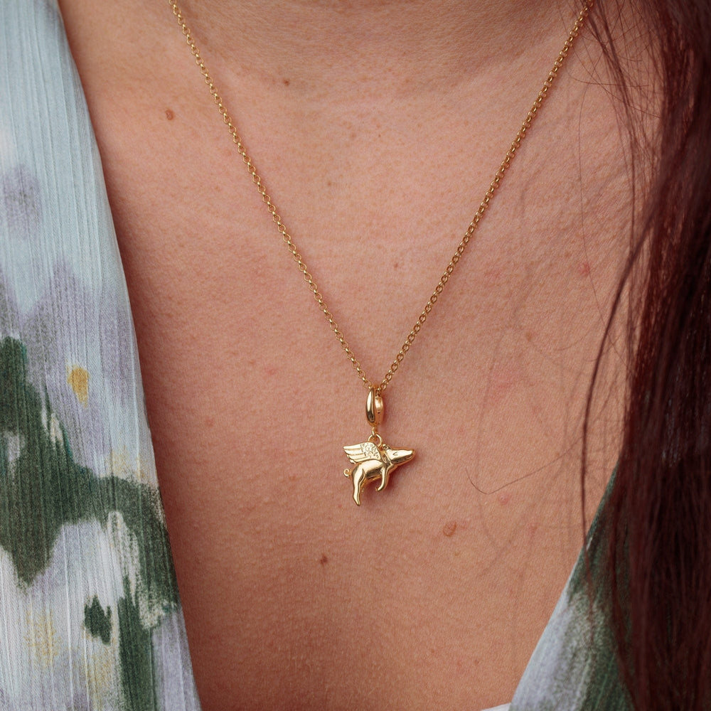 Gold Plated Flying Pig Necklace CNGFP-1