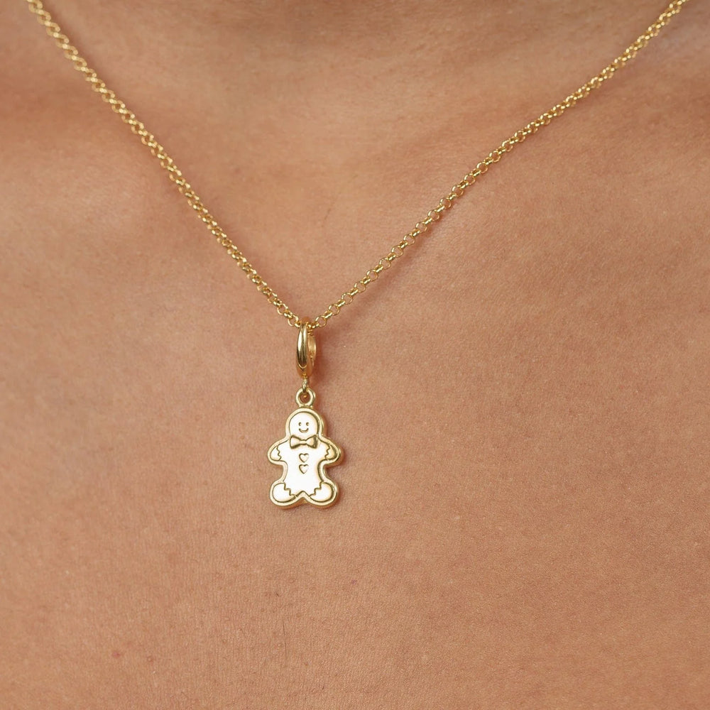 Gold Plated Gingerbread Man Biscuit Necklace CNGGB-1