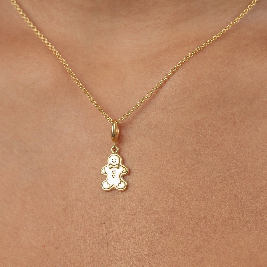 Gold Plated Gingerbread Man Biscuit Necklace CNGGB-1