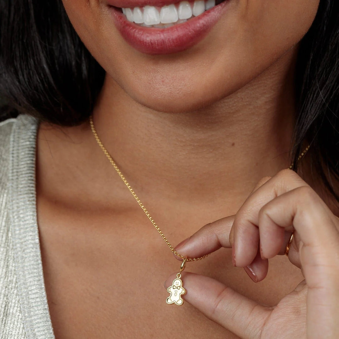 Gold Plated Gingerbread Man Biscuit Necklace CNGGB-1