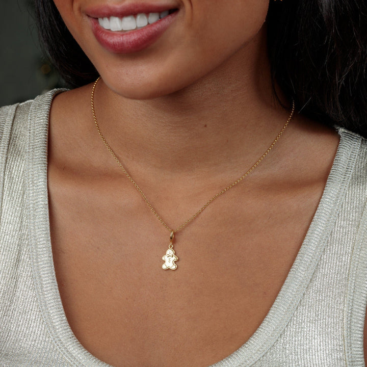 Gold Plated Gingerbread Man Biscuit Necklace CNGGB-1