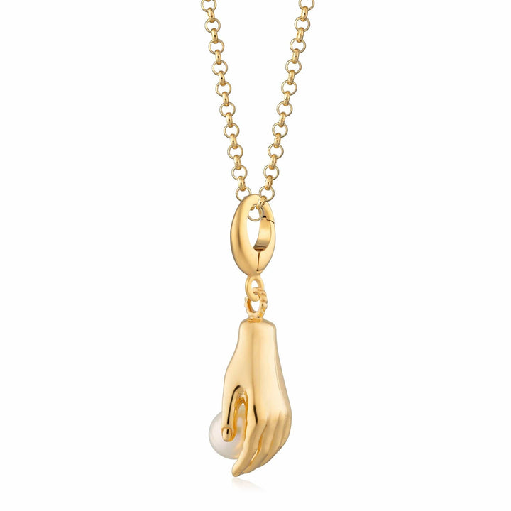 Gold Plated Hand and Pearl Necklace CNGHPL-1