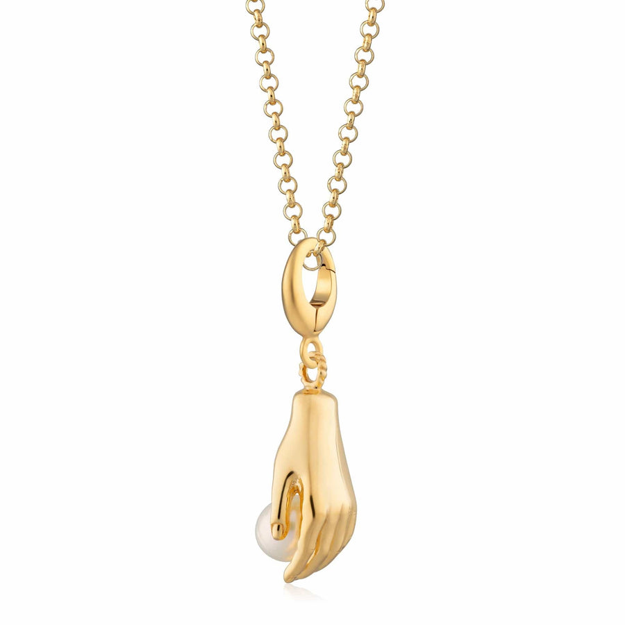 Gold Plated Hand and Pearl Necklace CNGHPL-1