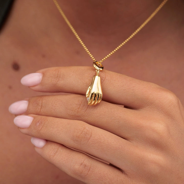 Gold Plated Hand and Pearl Necklace CNGHPL-1