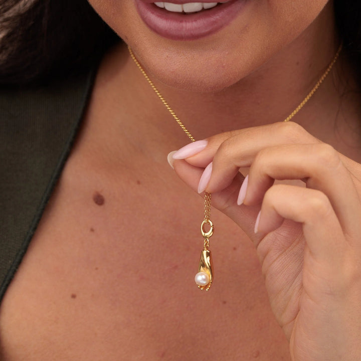 Gold Plated Hand and Pearl Necklace CNGHPL-1