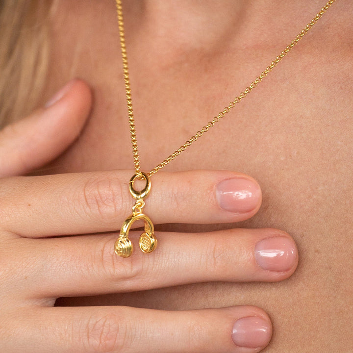 Gold Plated Headphones Necklace CNGHDP-1