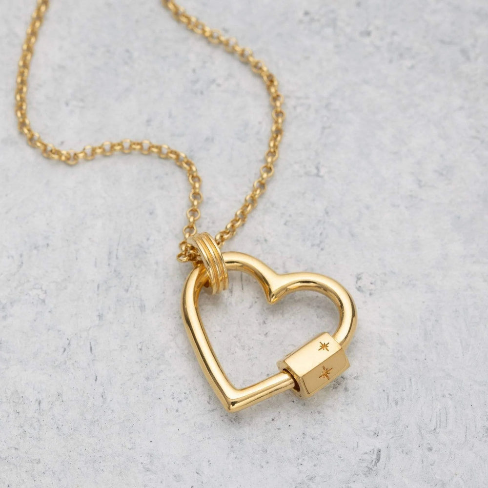 Gold Plated Heart Carabiner Charm Collector Necklace CGHCAR-GC1-1
