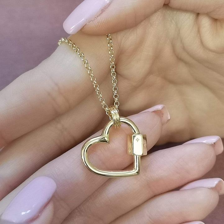 Gold Plated Heart Carabiner Charm Lock CGHCAR