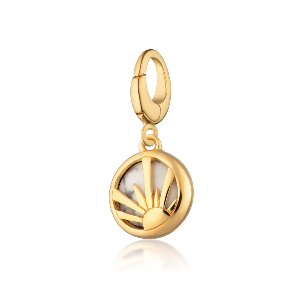 Gold Plated Howlite Healing Positive Thought Stone Charm CGHSHL