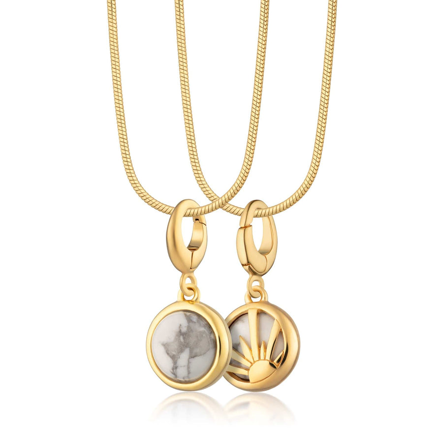 Gold Plated Howlite Healing Positive Thought Stone Necklace CNGHSHL-SNAKE-1