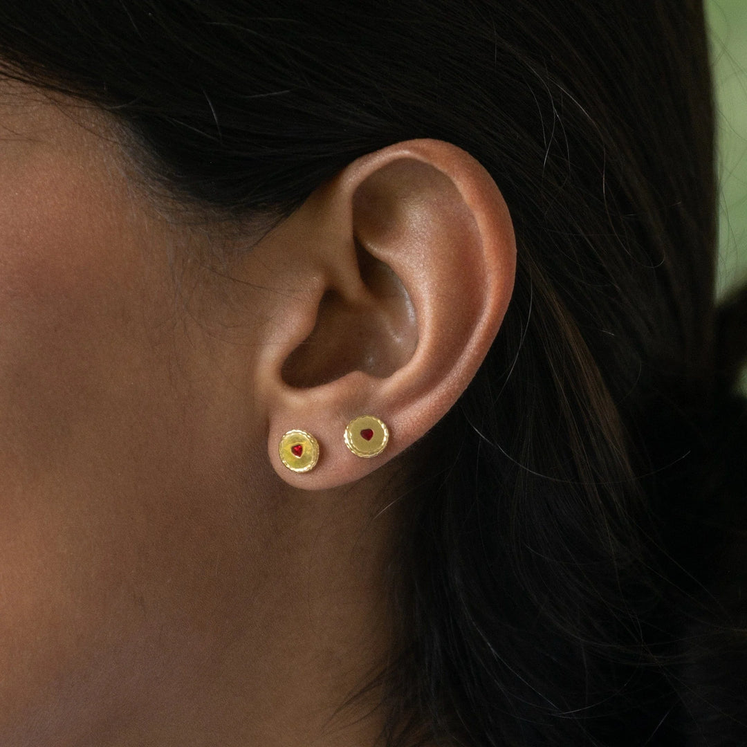 Gold Plated Jammie Dodger Stud Earrings SEGJAM