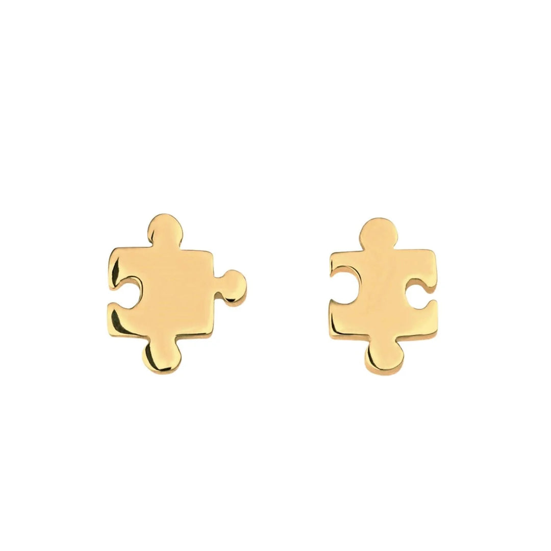 Gold Plated Jigsaw Stud Earrings SEGJZM
