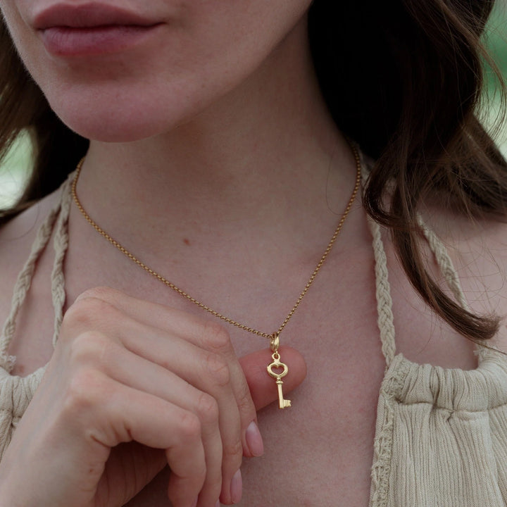 Gold Plated Key Necklace CNGKE-1