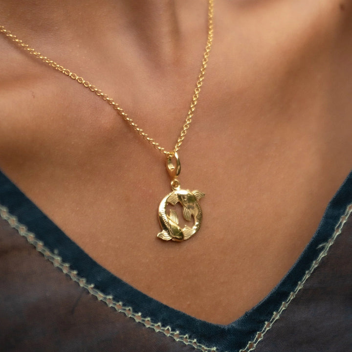 Gold Plated Koi Fish Pisces Zodiac Necklace CNGCKC-1