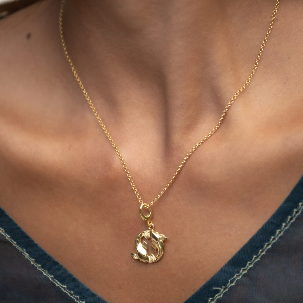 Gold Plated Koi Fish Pisces Zodiac Necklace CNGCKC-1