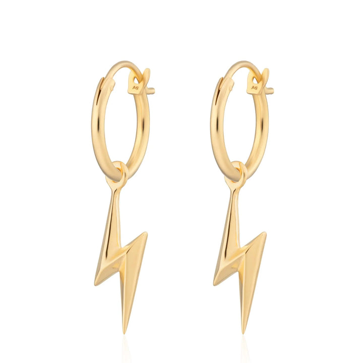 Gold Plated Lightning Bolt Charm Hoop Earrings CHEGBOLT-MINI