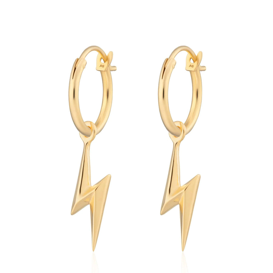 Gold Plated Lightning Bolt Charm Hoop Earrings CHEGBOLT-MINI