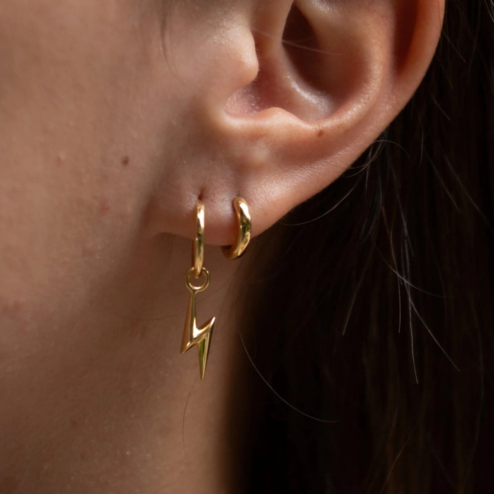 Gold Plated Lightning Bolt Charm Hoop Earrings CHEGBOLT-MINI