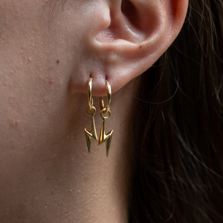 Gold Plated Lightning Bolt Charm Hoop Earrings CHEGBOLT-MINI