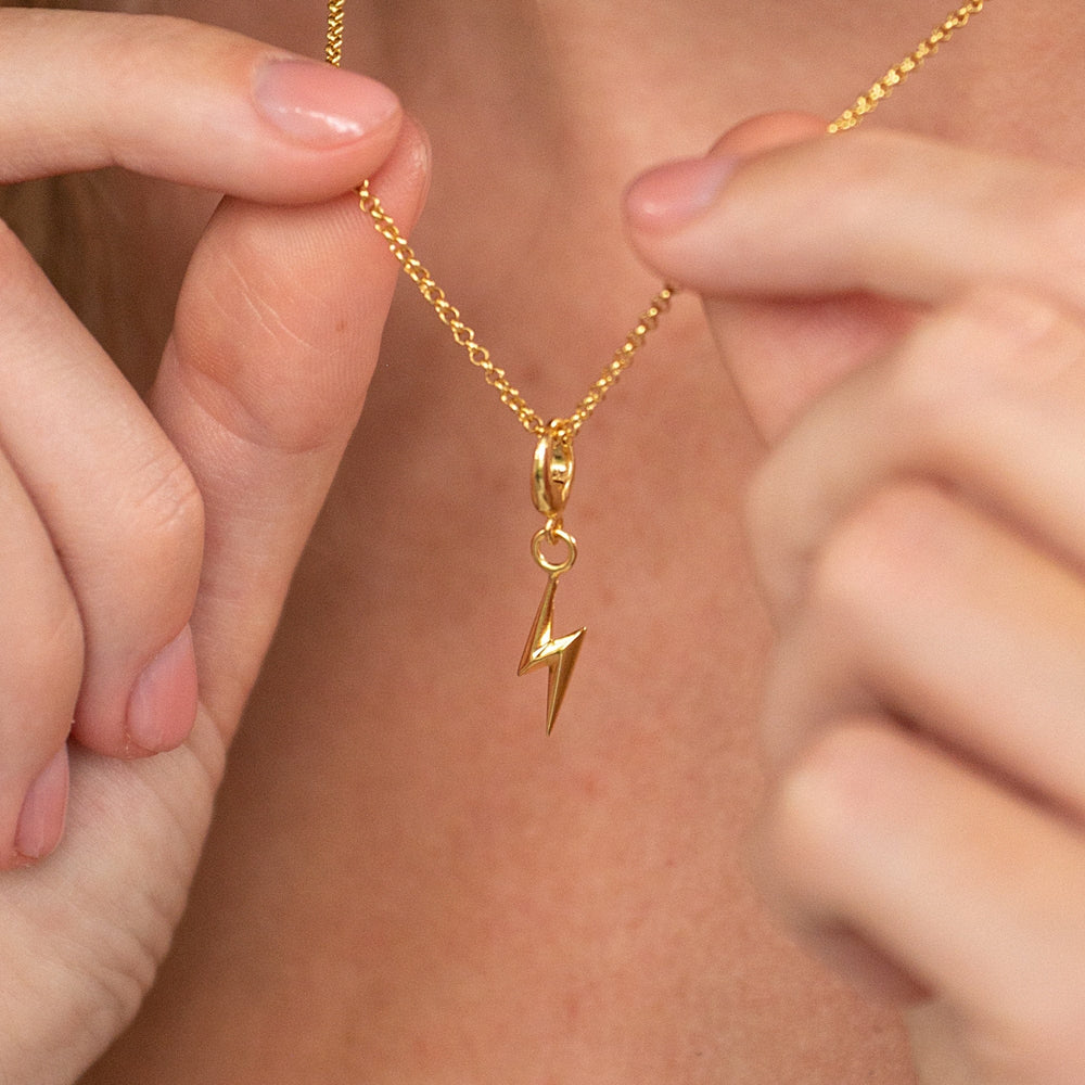 Gold Plated Lightning Bolt Necklace CNGBOLT-1