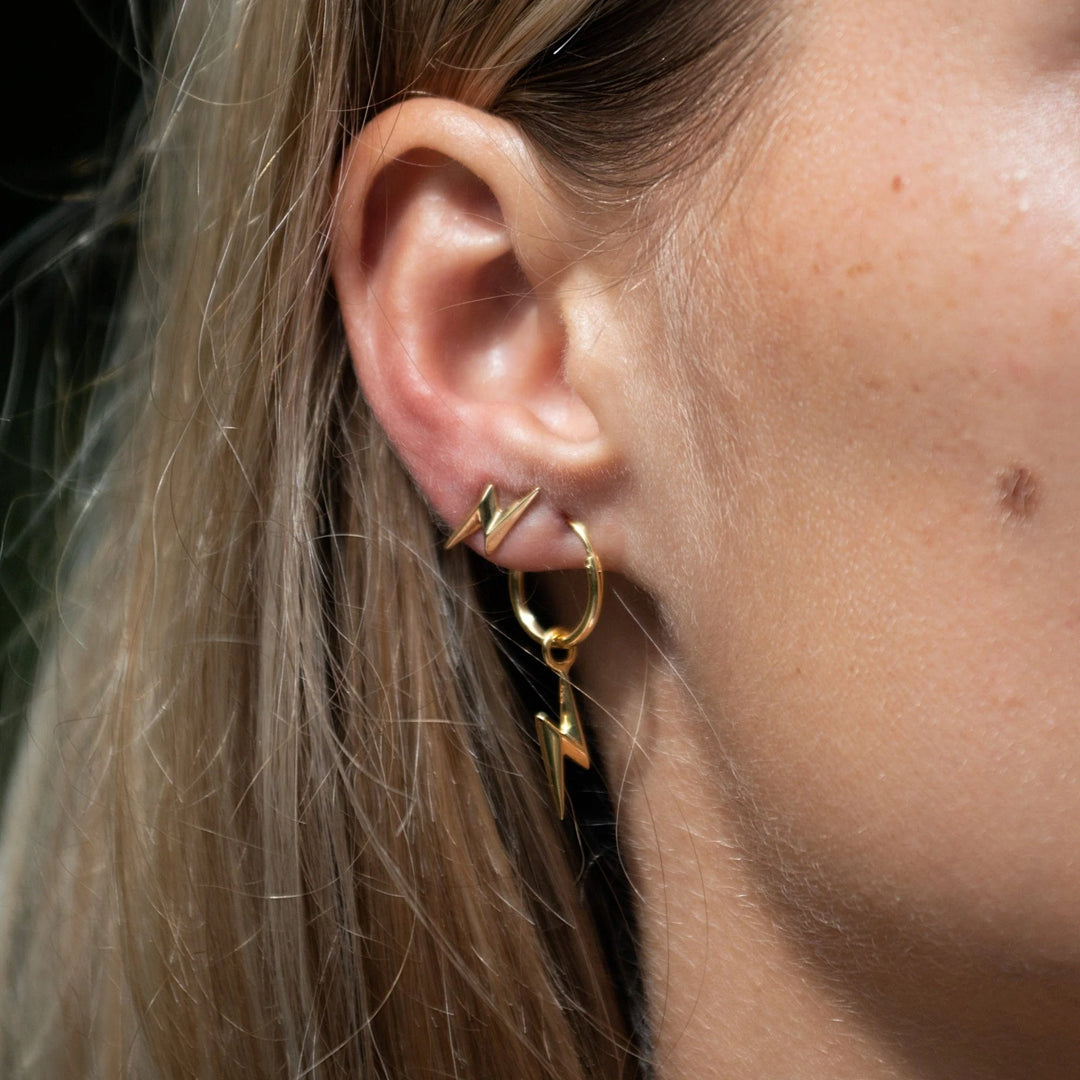 Gold Plated Lightning Bolt Stud Earrings SEGBOLT