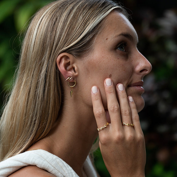 Gold Plated Lightning Bolt Stud Earrings SEGBOLT