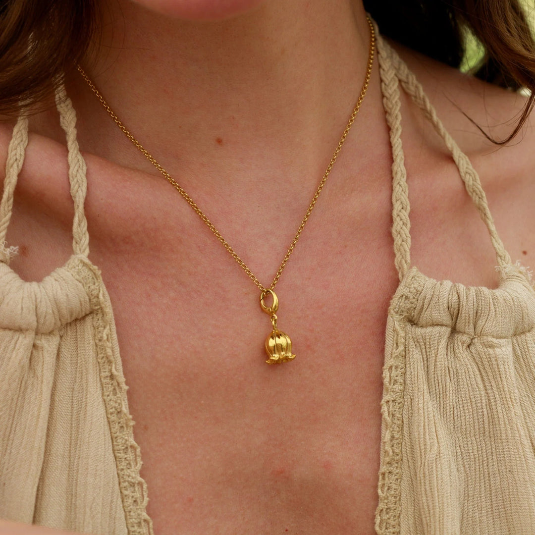Gold Plated Lily Of The Valley Flower Necklace CNGLIVA-1