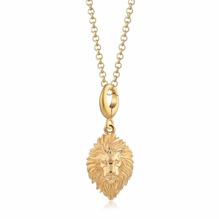 Gold Plated Lion Head Zodiac Necklace CNGLNH-1
