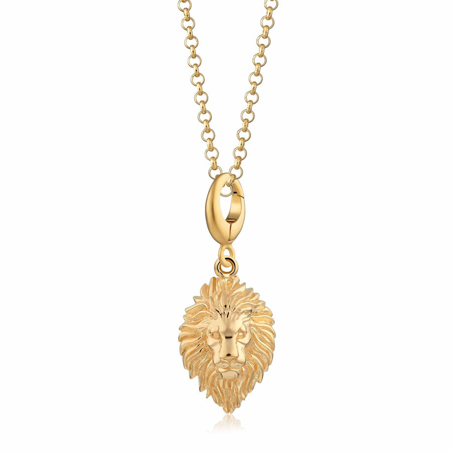 Gold Plated Lion Head Zodiac Necklace CNGLNH-1