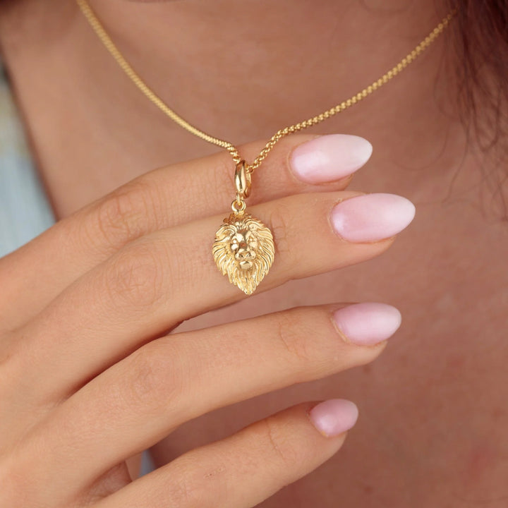 Gold Plated Lion Head Zodiac Necklace CNGLNH-1