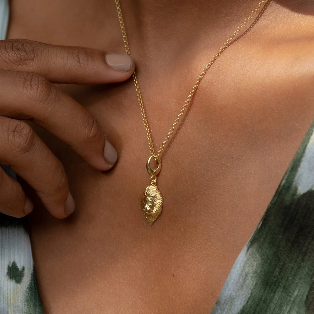 Gold Plated Lion Head Zodiac Necklace CNGLNH-1