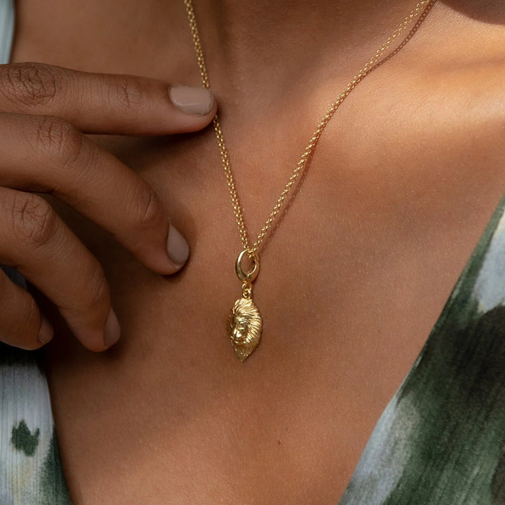 Gold Plated Lion Head Zodiac Necklace CNGLNH-1