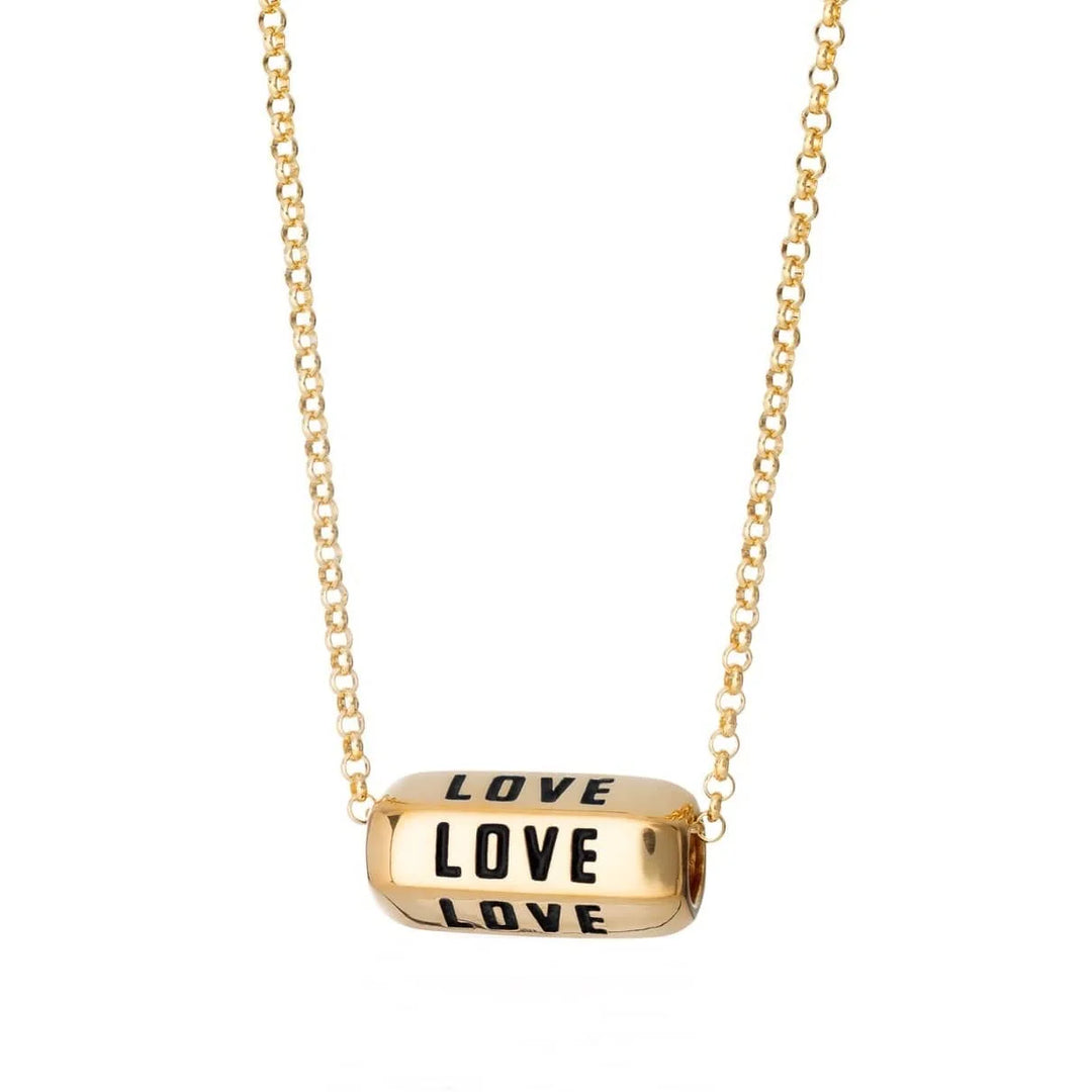Gold Plated Love is All Around Black Necklace CNGLOBL-1