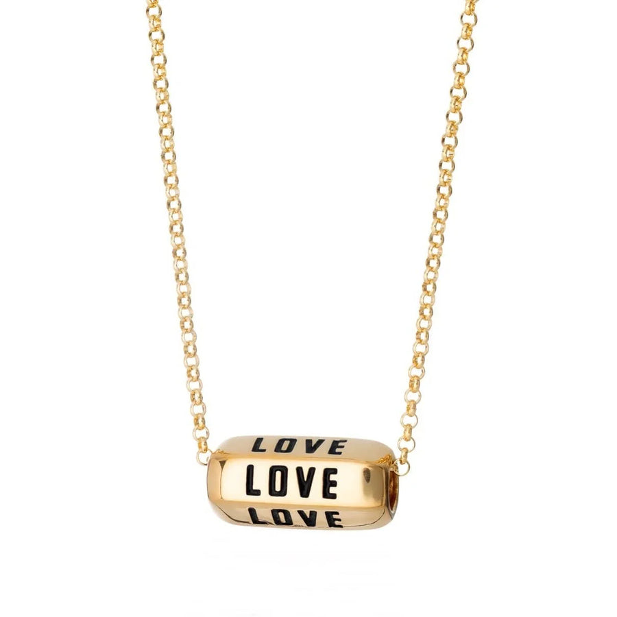 Gold Plated Love is All Around Black Necklace CNGLOBL-1