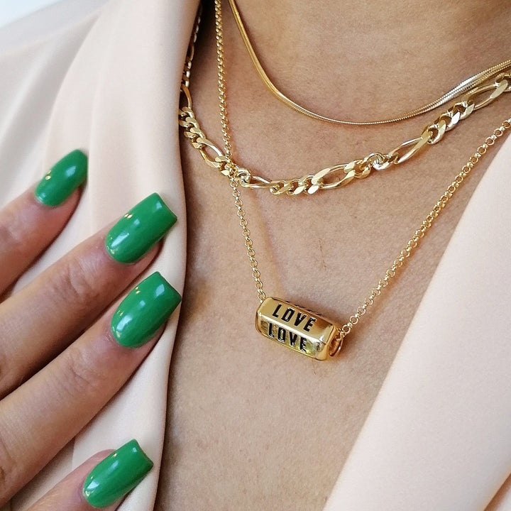 Gold Plated Love is All Around Black Necklace CNGLOBL-1