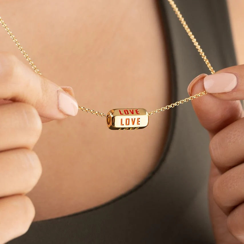 Gold Plated Love is All Around Rainbow Necklace CNGLORAIN-1