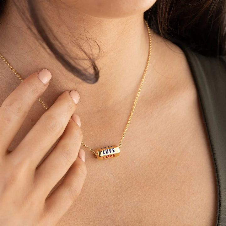 Gold Plated Love is All Around Rainbow Necklace CNGLORAIN-1