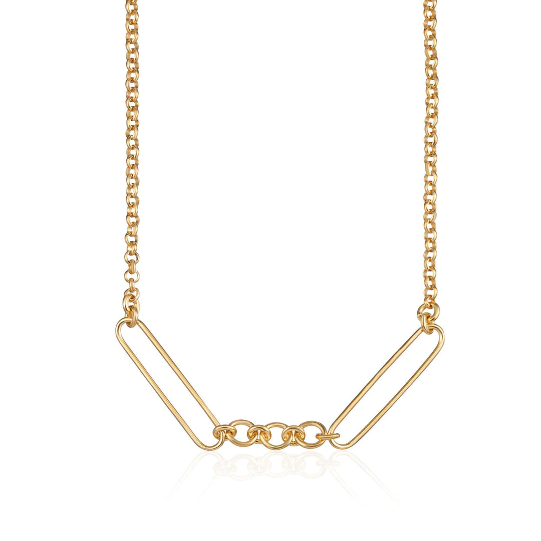 Gold Plated Mixed Link Charm Collector Necklace CHCGML