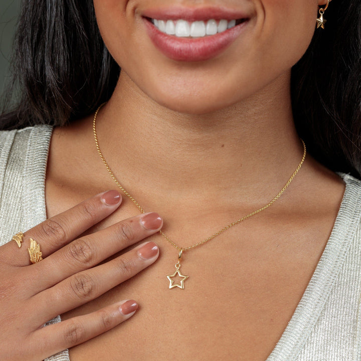 Gold Plated Open Star Necklace CNGSO-1