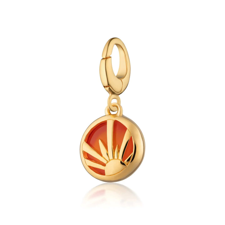 Gold Plated Orange Agate Healing Harmony Stone Charm CGHSOA