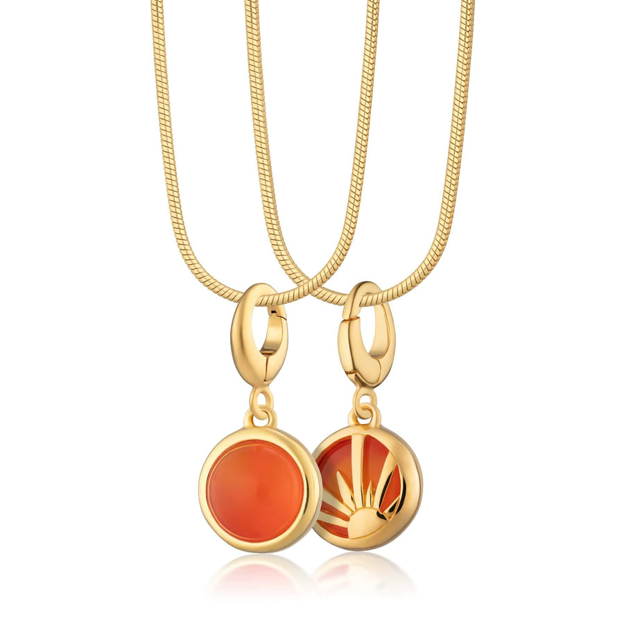 Gold Plated Orange Agate Healing Harmony Stone Necklace CNGHSOA-SNAKE-1