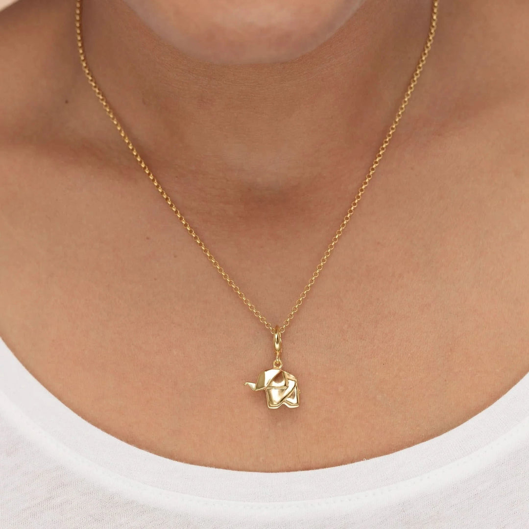 Gold Plated Origami Elephant Charm CGOEL
