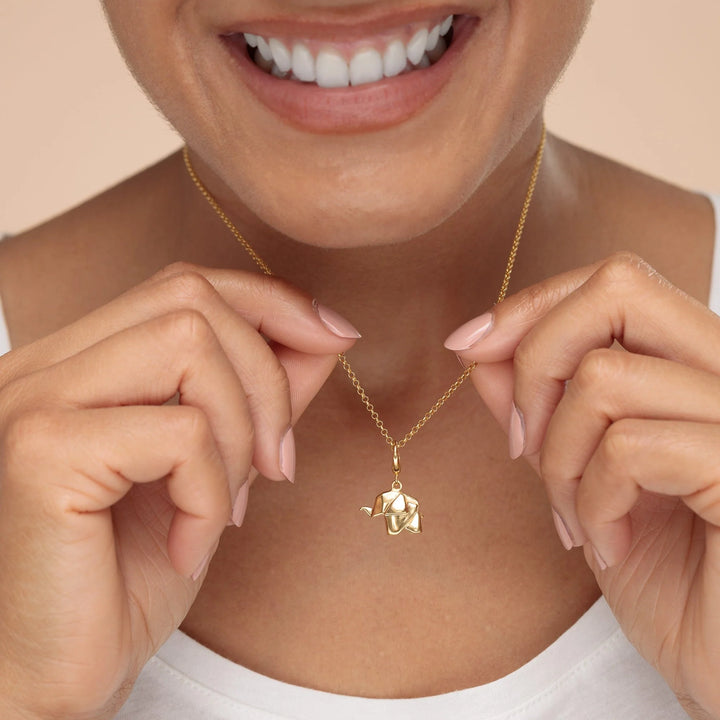 Gold Plated Origami Elephant Necklace CNGOEL-1