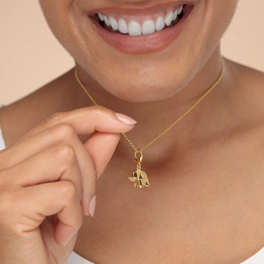 Gold Plated Origami Elephant Necklace CNGOEL-1